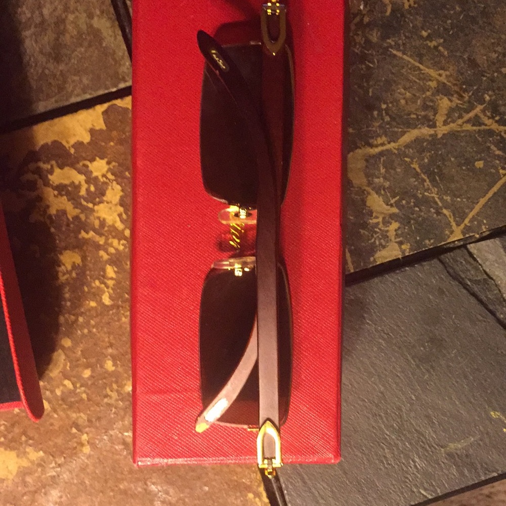 Cartier Transitional Lense Wood Frame Gold Trim